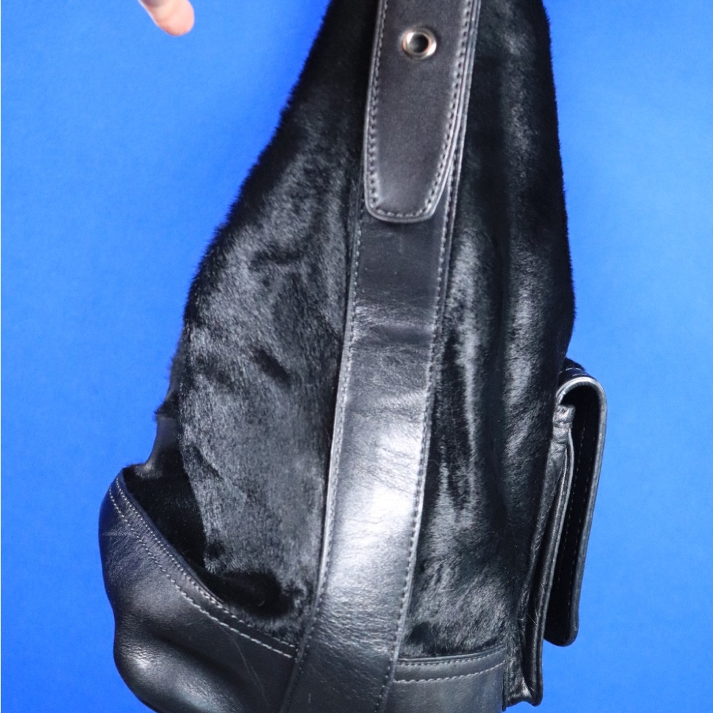 RARE Coach Legacy Black Calf Hair and Leather Duffle Bag Style 21158 - Picture 8 of 14
